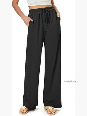 Flowy Palazzo Pants High Waisted Wide Leg Casual Beach Vacation Trousers with